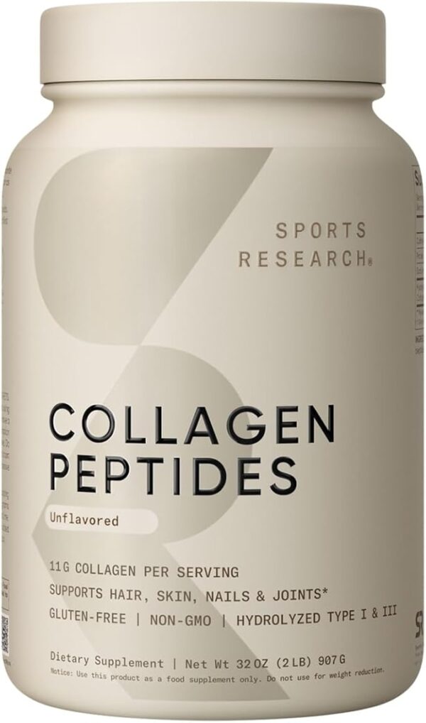 Limited Time deal 38% OFF Sports Research Collagen Peptides - Hydrolyzed Type 1 & 3 Collagen Powder