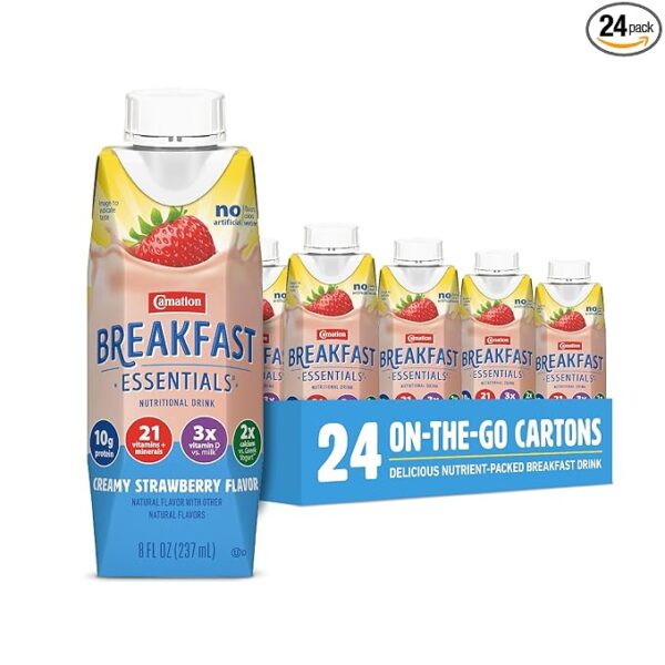 Limited Time deal 24% OFF Carnation Breakfast Essentials Ready-to-Drink,Strawberry, 8 FL OZ Carton (Pack of 24)