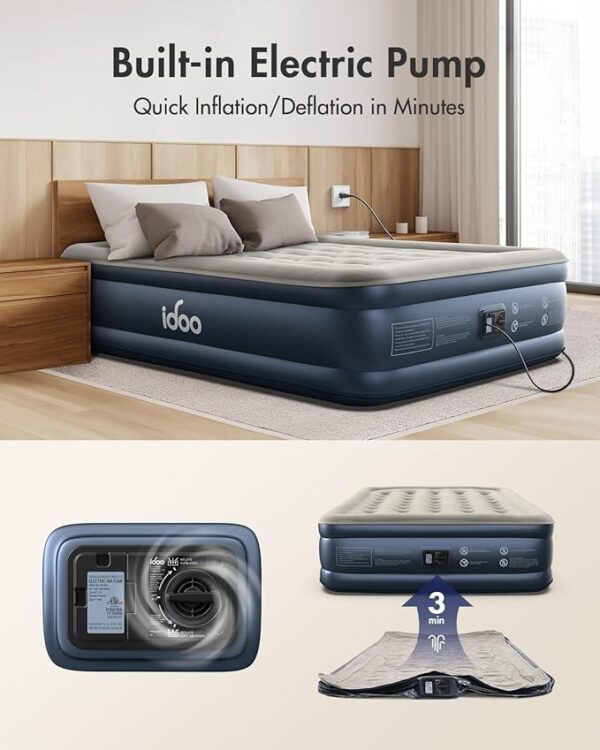 Limited Time deal 46% OFFiDOO Queen Air Mattress with Built in Pump, 18 Raised Comfort Blow up - Image 3