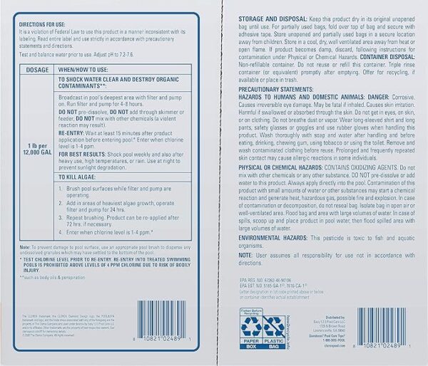 Limited Time deal 13% OFF Clorox® Pool&Spa™ Shock XTRABLUE® Plus, Kills Bacteria & - Image 2