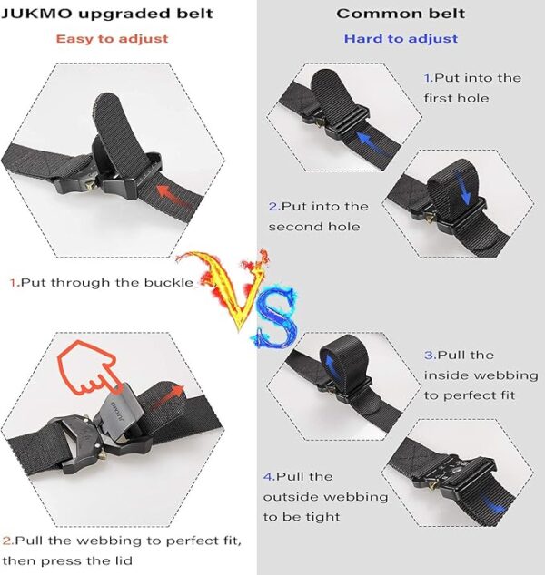 Limited Time deal 25% OFF JUKMO Tactical Belt, Military Hiking Rigger 1.5" Nylon Web Work Belt - Image 3