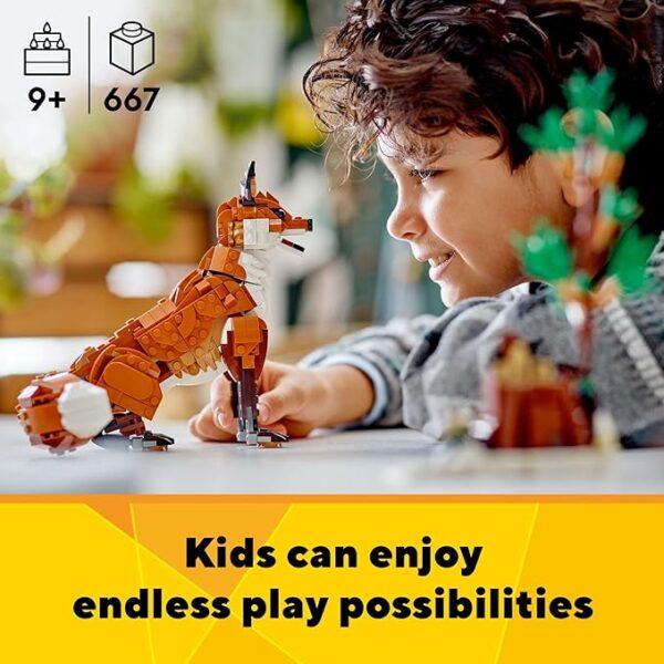 Limited Time deal 30% OFF LEGO Creator 3 in 1 Forest Animals Red Fox Toys - Building Toys for Kids, Boys & Girls, Ages 9+ - Image 2