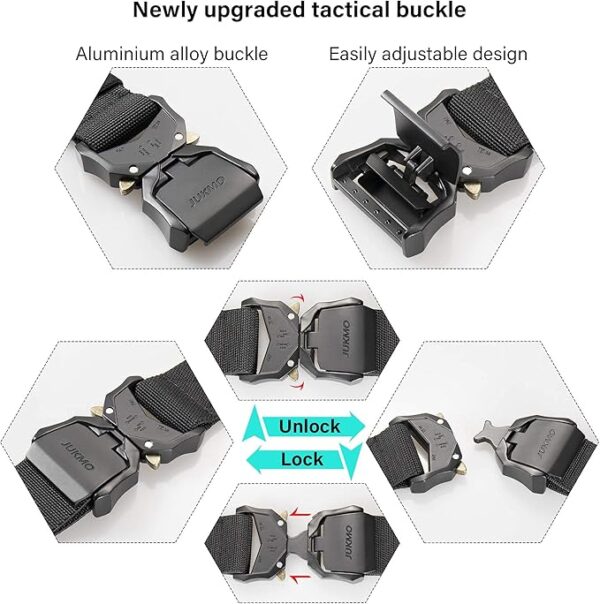 Limited Time deal 25% OFF JUKMO Tactical Belt, Military Hiking Rigger 1.5" Nylon Web Work Belt - Image 2